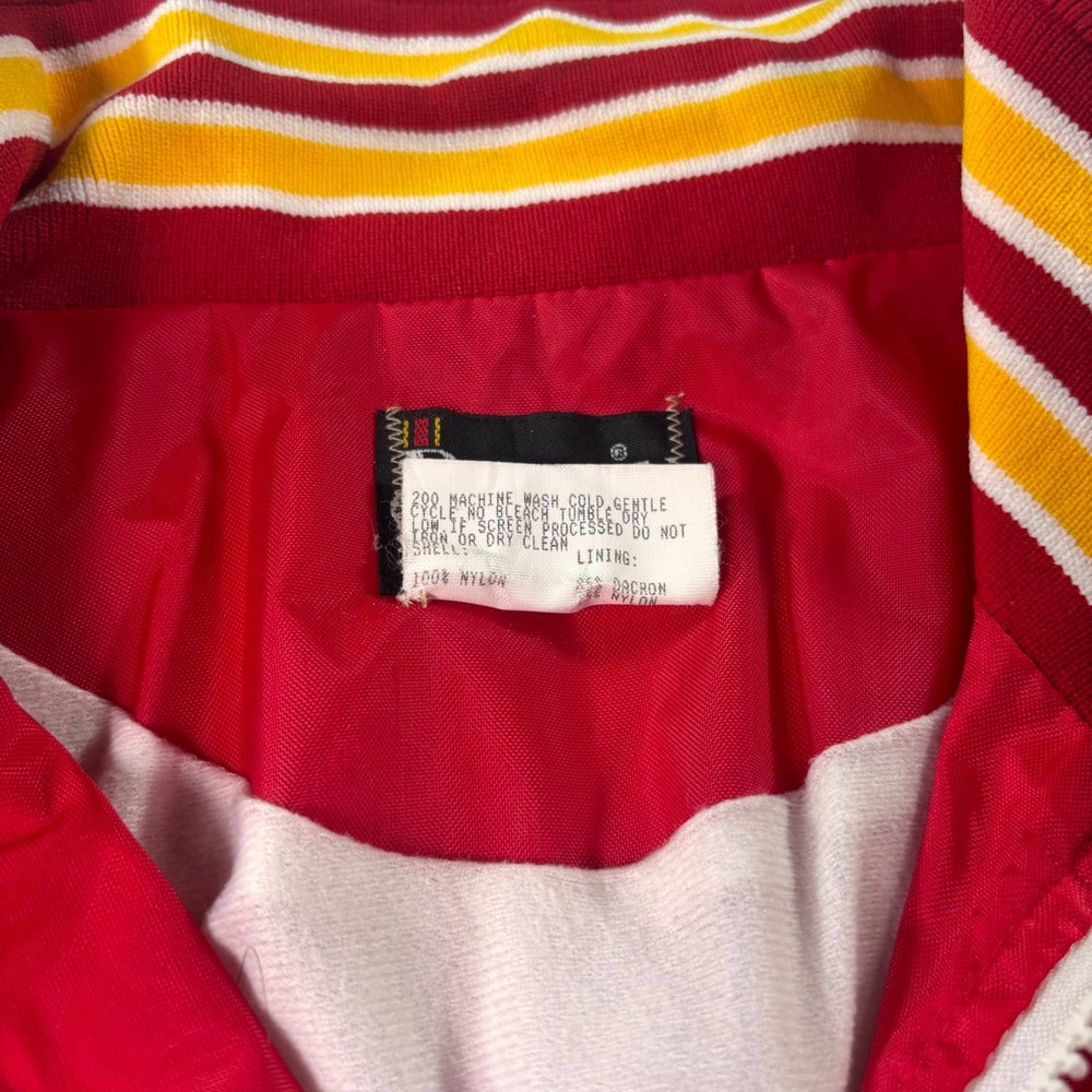 Vintage Butwin USA Nylon Bomber Jacket Men's XL Red Full Zip Striped Made USA - Picture 4 of 8